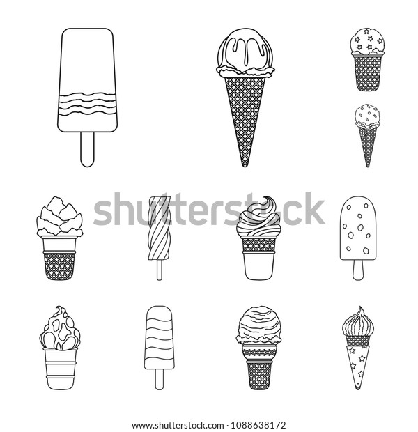 Different Ice Cream Outline Icons Set Stock Vector (Royalty Free ...