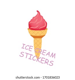 Different ice cream set isolated on white background. Cartoon dessert. Vector illustration