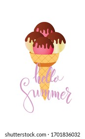 Different ice cream set isolated on white background. Cartoon dessert. Vector illustration
