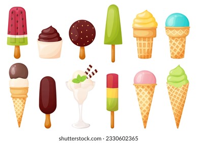 Different ice cream type collection