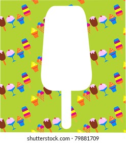 different ice-cream icons on green background , vector illustration
