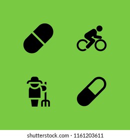 different icon. 4 different set with professions and jobs, sport and pill vector icons for web and mobile app
