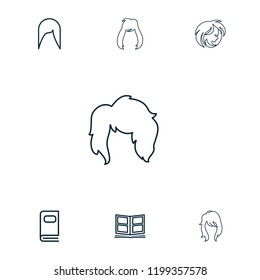 Different icon. collection of 7 different outline icons such as woman hairstyle. editable different icons for web and mobile.