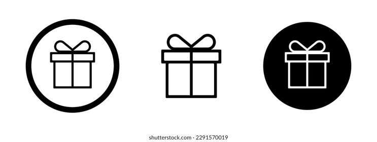 Caja de regalo de icono diferente para el diseño de la fiesta. Símbolo del logo de cumpleaños.