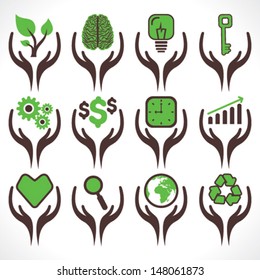different icon in hand stock vector