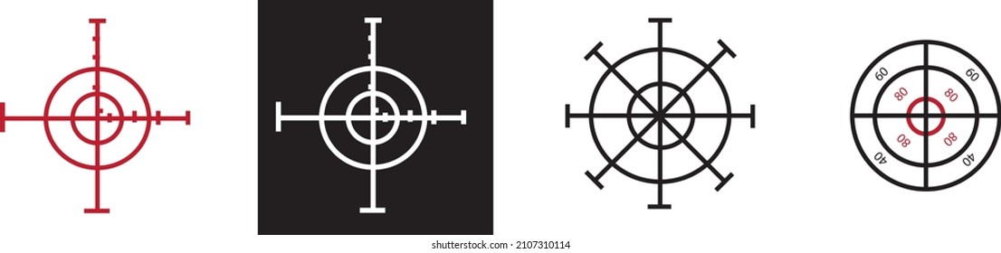 Different icon set of targets and destination. Target and aim, targeting and aiming. Vector illustration for web design