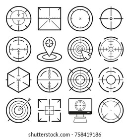 Different icon set of targets and destination. Target and aim, targeting and aiming. Vector illustration