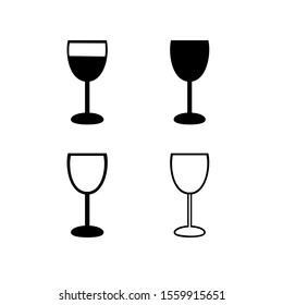 Different icon of wine glasses. 