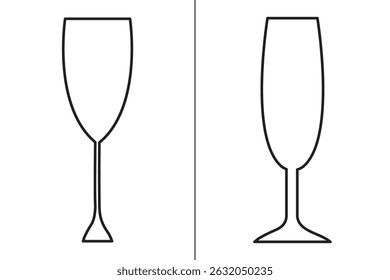Different icon of wine glasses. Champagne glass icon for apps and web sites. wine glass icon. vector illustration.