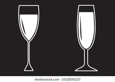Different icon of wine glasses. Champagne glass icon for apps and web sites. wine glass icon. vector illustration.