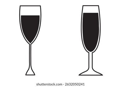 Different icon of wine glasses. Champagne glass icon for apps and web sites. wine glass icon. vector illustration.
