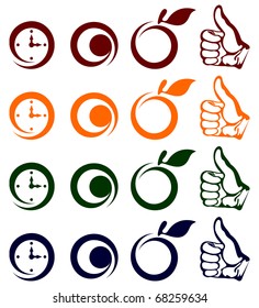 Different icons of different color on a white background.Icons. JPEG version is available as ID 69737542.