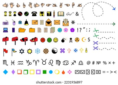 Different icons. Colored icons. Icons for all occasions. Icons for a variety of purposes. Vector illustration. stock image. 