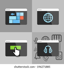 Different icons flows into modern monitor