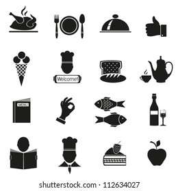  Different icons with food of black color.Vector. EPS-10 (non transparent elements,non gradient)