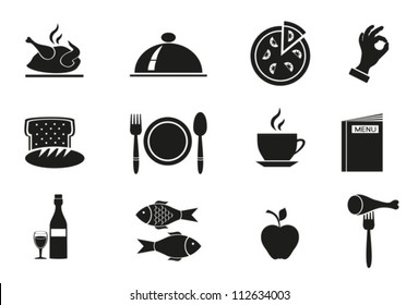  Different icons  with food on white background. Vector. EPS-10 (non transparent elements,non gradient)