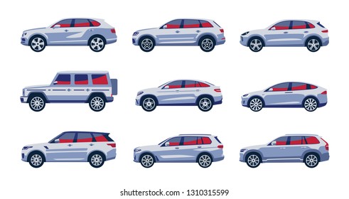 different icons of modern stylish suv cars 