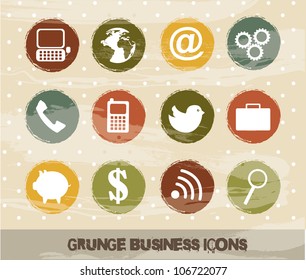 different icons on grunge background, vector illustration