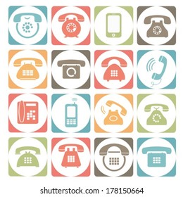 Different icons with phone. Vector. EPS-10 (non transparent elements,non gradient).