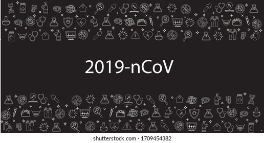 different icons to represent contagion care coronavirus 2019 vector illustration black background