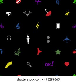 Different icons seamless pattern.