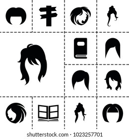 Different icons. set of 13 editable filled different icons such as woman hairstyle, direction