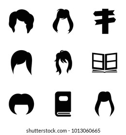Different icons. set of 9 editable filled different icons such as woman hairstyle, direction