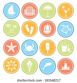 Different icons of summer. Vector.  EPS-10 (non transparent elements,non gradient).