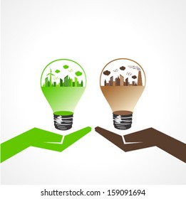 Different Illustration of eco and polluted city concept 