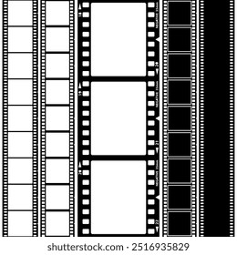Different images of film with frames. Vector illustration