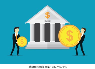 Different income in bank deposits, Vector illustration in flat style