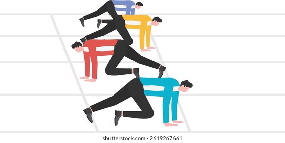 Different individual way, different business direction or team conflict, opposite decision, contrast or disagreement concept,

