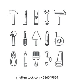 Different industrial equipment. Vector tool icons