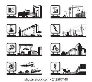 Different industries with logos - vector illustration