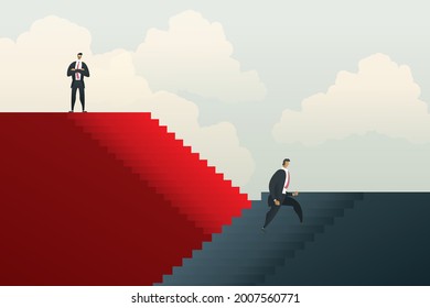 Unterschiedliche ungleiche Karrieremöglichkeiten zwischen Geschäftsleuten. Vektorgrafik