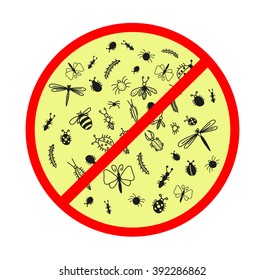 Different insects drawn by hand. Vector set illustration 