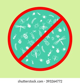 Different insects drawn by hand. Vector set illustration 