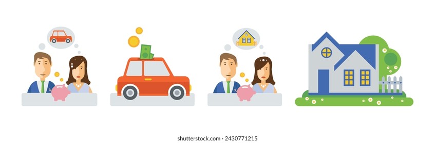 Different Insurance Case as Security and Protection Vector Icon Set