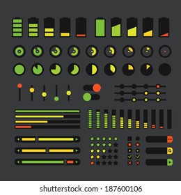 Different interface design elements. Flat design