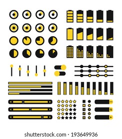 Different interface design elements. Flat design