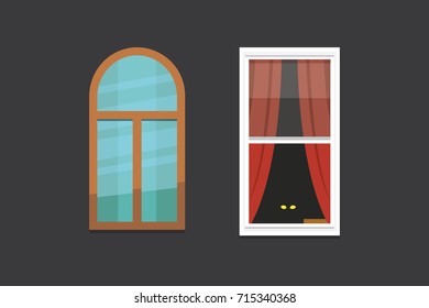 different interior windows of various forms vector illustration