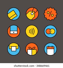 Conjunto de iconos de color de comercio por Internet