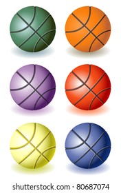 A lot of different isolated rainbow Basketballs