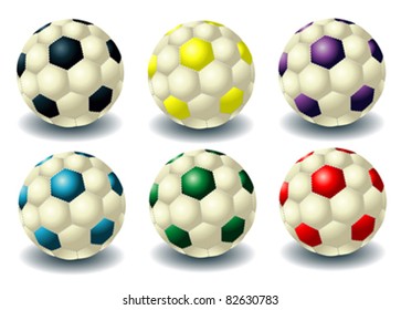 different isolated soccer balls