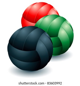 Different isolated volleyballs