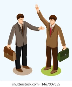 Different isomeric people vector set isolated on white. Male and female characters. Flat isometric vector. - Vector