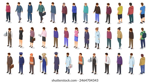 Different isomeric people vector set