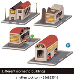 different isometric buildings
