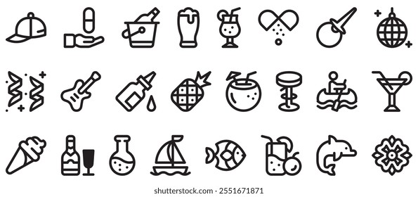 Different items icons, Kitchen utensils for cooking sweet food. 