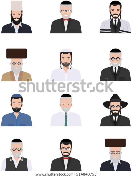 Different Jewish Old Young Men Characters Stock Vector (Royalty Free ...